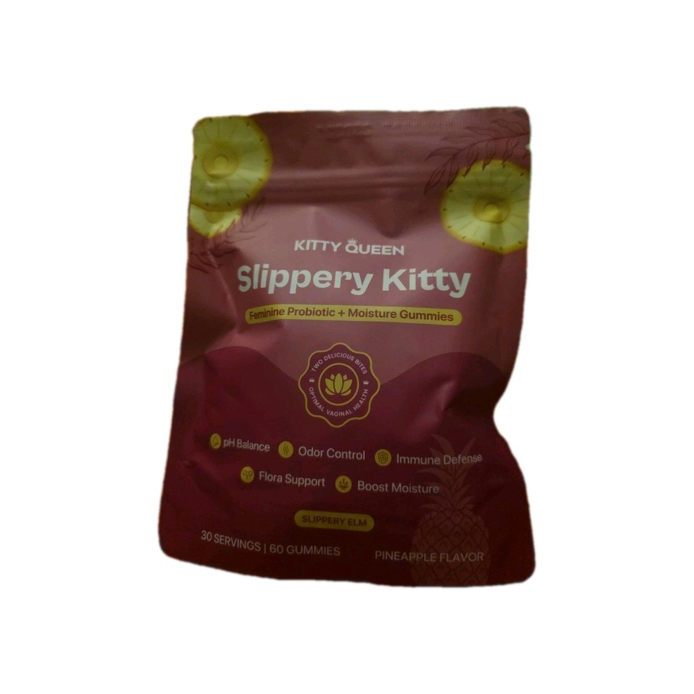 KITTYQUEEN Slippery Kitty Feminine Probiotic & Moisture Gummies, Pineapple Favor