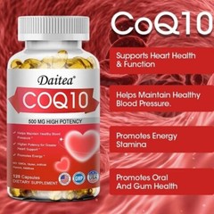 Co Enzyme Q10 500mg Supplements Maintain Healthy Blood Pressure Heart 120 Caps