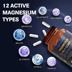 Magnesium Complex 700mg 12-in-1 Supplement, 120 Capsules for Daily Support