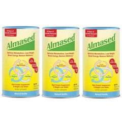 Almased Weight loss & Metabolic Health Supplement Almond-Vanilla 17.6 oz, 3 Pack