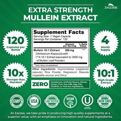 Zazzee Extra Strength Mullein 10:1 Extract, 3000 mg Strength, 120 Vegan Capsules