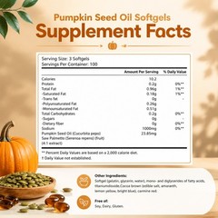 Vivonu Pumpkin Seed Oil 1000mg + Saw Palmetto, 300 Softgels