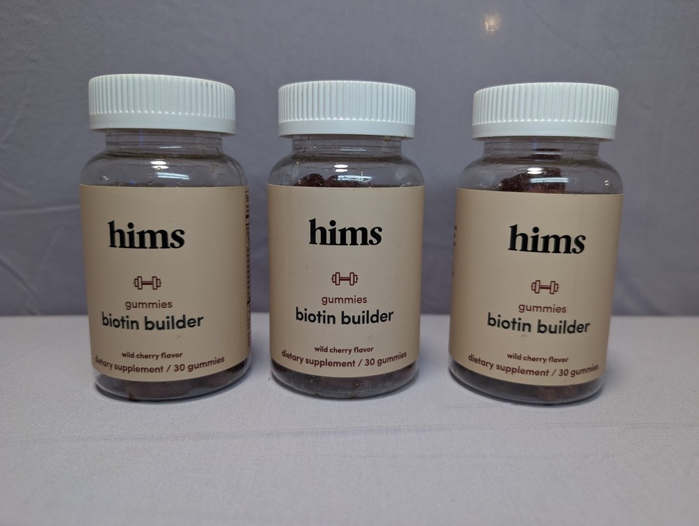 New 3-pack Hims Gummies Biotin Builder Wild Cherry 30 Count Exp: 3/2027
