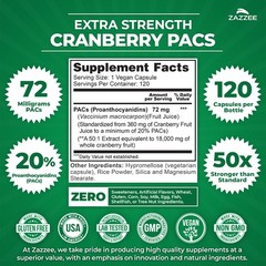 Zazzee Extra Strength Cranberry PACs, 72 mg PACs per Capsule, 120 Vegan Capsules