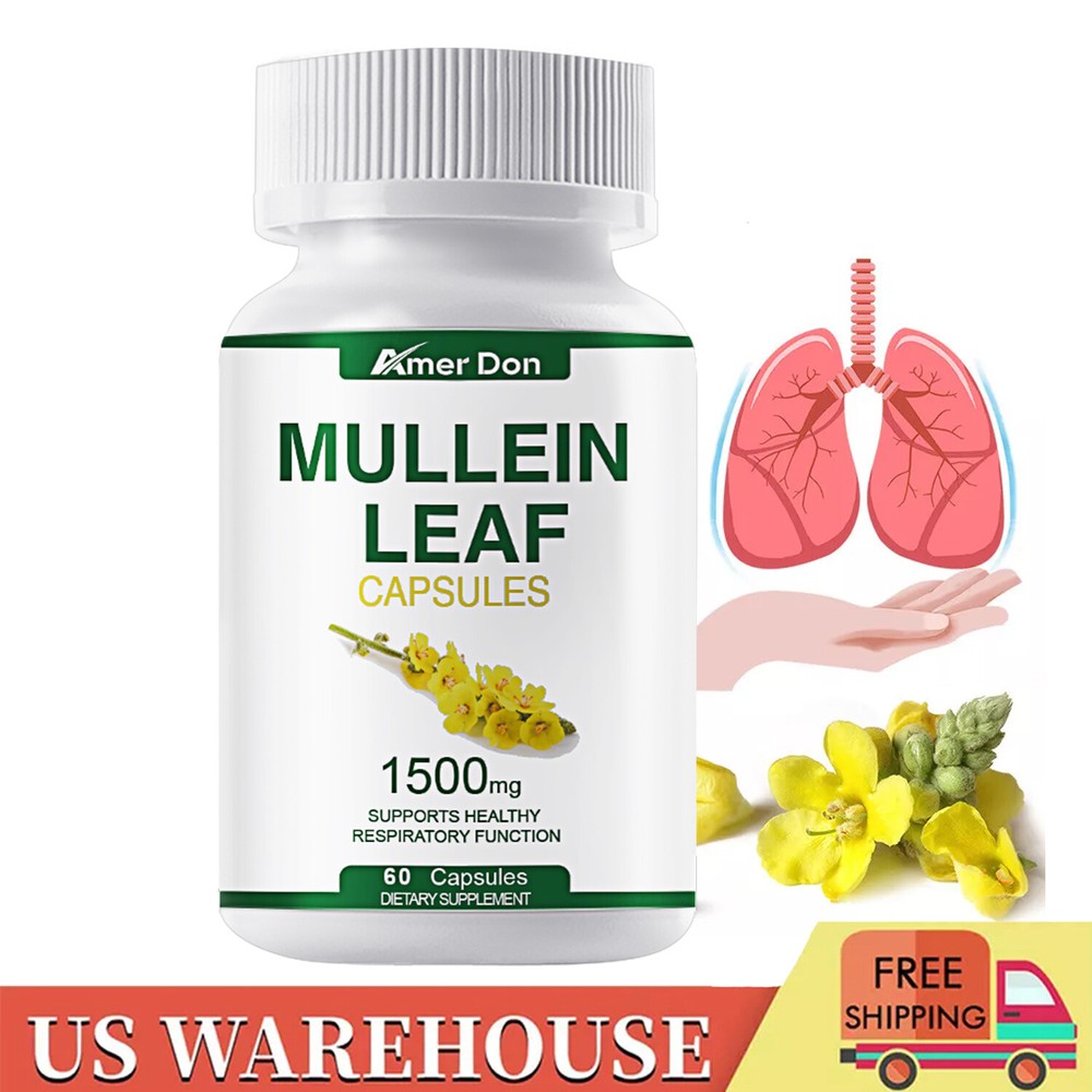 Mullein Leaf Extract 1500mg Lung Cleanse Respiratory Herbal Capsules