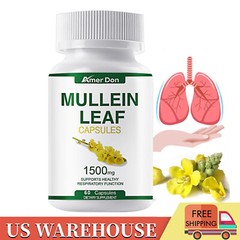Mullein Leaf Extract 1500mg Lung Cleanse Respiratory Herbal Capsules
