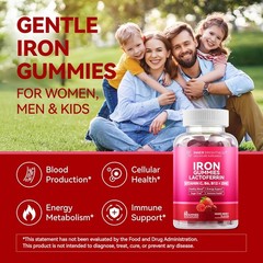 Iron Supplement Gummies with Lactoferrin, Vitamin C, B6, B12 & Zinc – Gentle, Ve