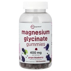 2 X Micro Ingredients, Magnesium Glycinate Gummies, Grape Blueberry, 120 Gummie