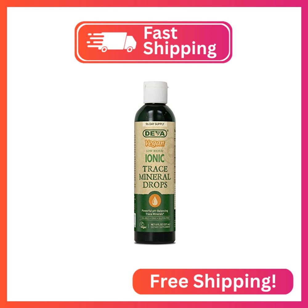 DEVA Vegan Ionic Trace Mineral Drops, Low Sodium, pH Balancing, 96-Day Supply, 8