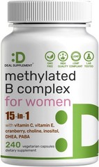 DEAL SUPPLEMENT Methylated B Complex for Women,240 Vegetarian Capsules | 15-in-1