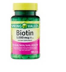 Spring Valley Biotin Dietary Supplement Softgels 5,000 mcg 120 Count