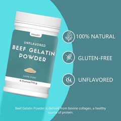 Premium Beef Gelatin Powder Unflavored, Natural Thickener, Rich in Collagen 6oz