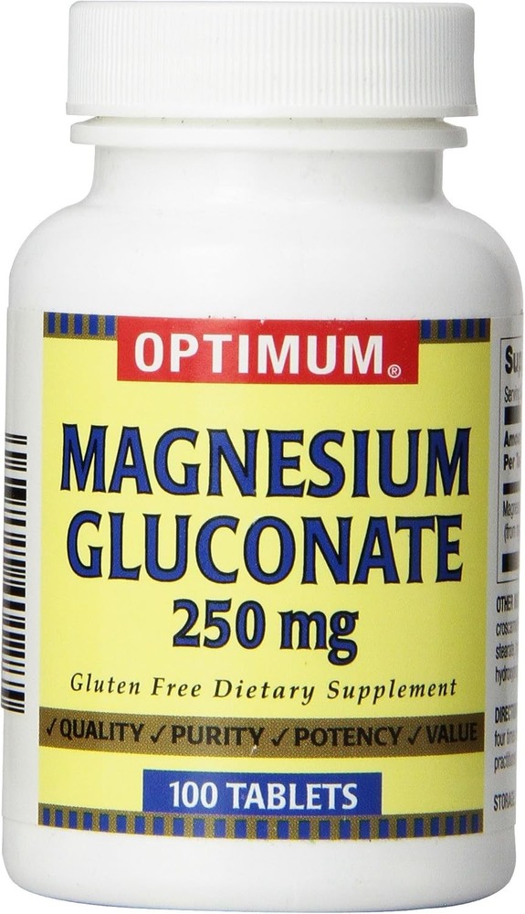 Optimum Magnesium Gluconate Tablets Gluten Free Dietary Supplement 250mg 06/2027