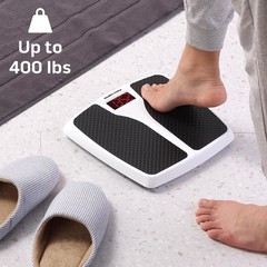 Health o meter Split Mat Digital Scale, 400 lbs, LED Display, Black and White