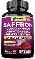 Saffron Supplements Glucomannan Ashwagandh Green Tea Energy Enhance 60 Capsules