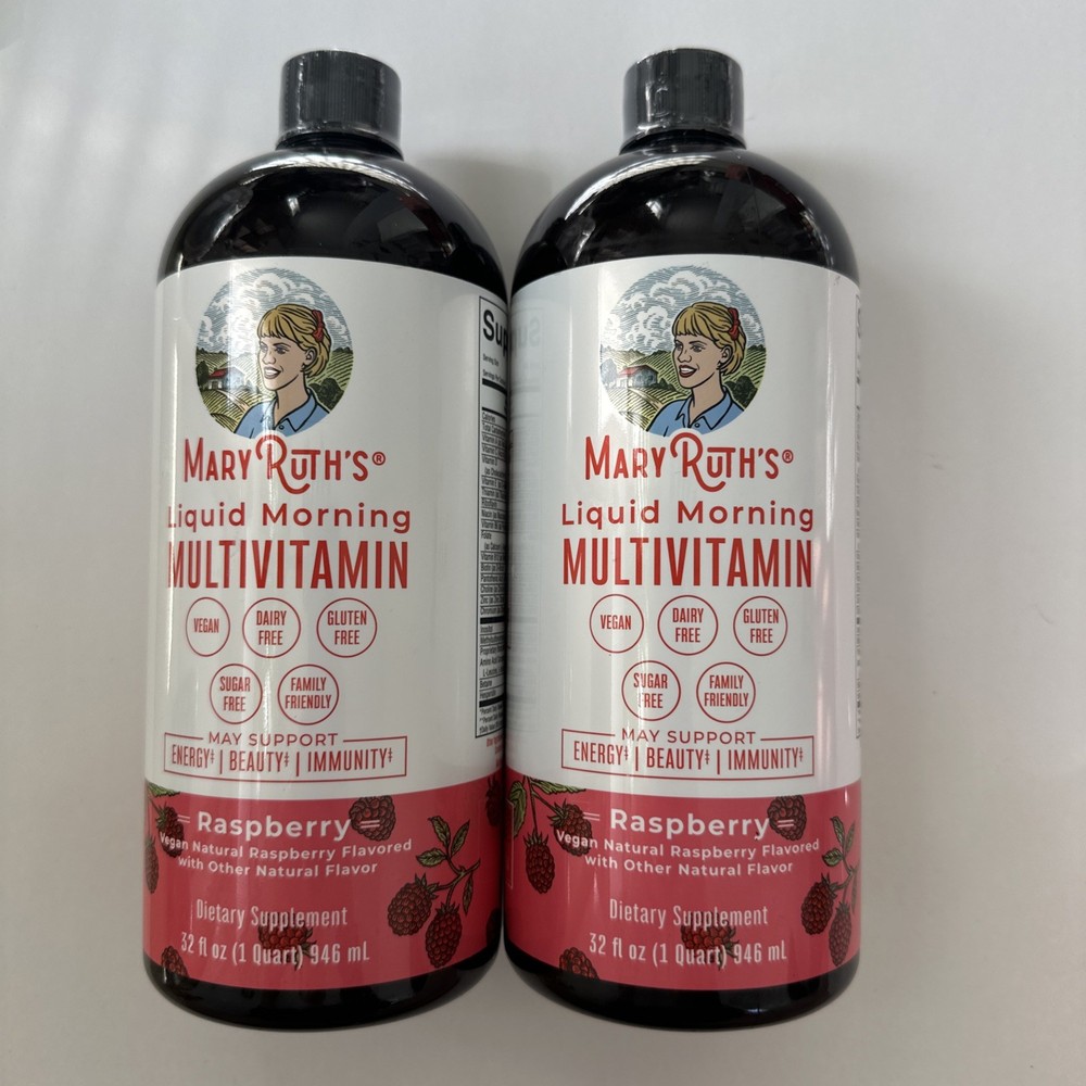 (2) Mary Ruth Liquid Morning Multivitamin, Raspberry 32 fl Oz bottle Exp. 06/27
