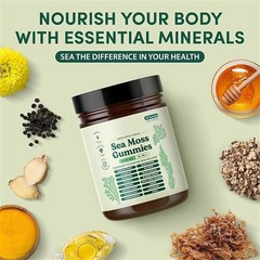 1 Sea 16 Organic Moss Gummy | Irishmoss Extract 6000Mg | Apple Green Flavor in