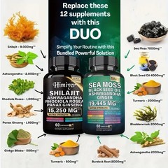 Dynamic Vitality Bundle – Sea Moss Multivitamin & Shilajit Power Combo 120 Ct