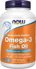 NOW Foods Supplements, Omega-3 180 EPA / 120 DHA, Molecularly Distilled, Cardiov