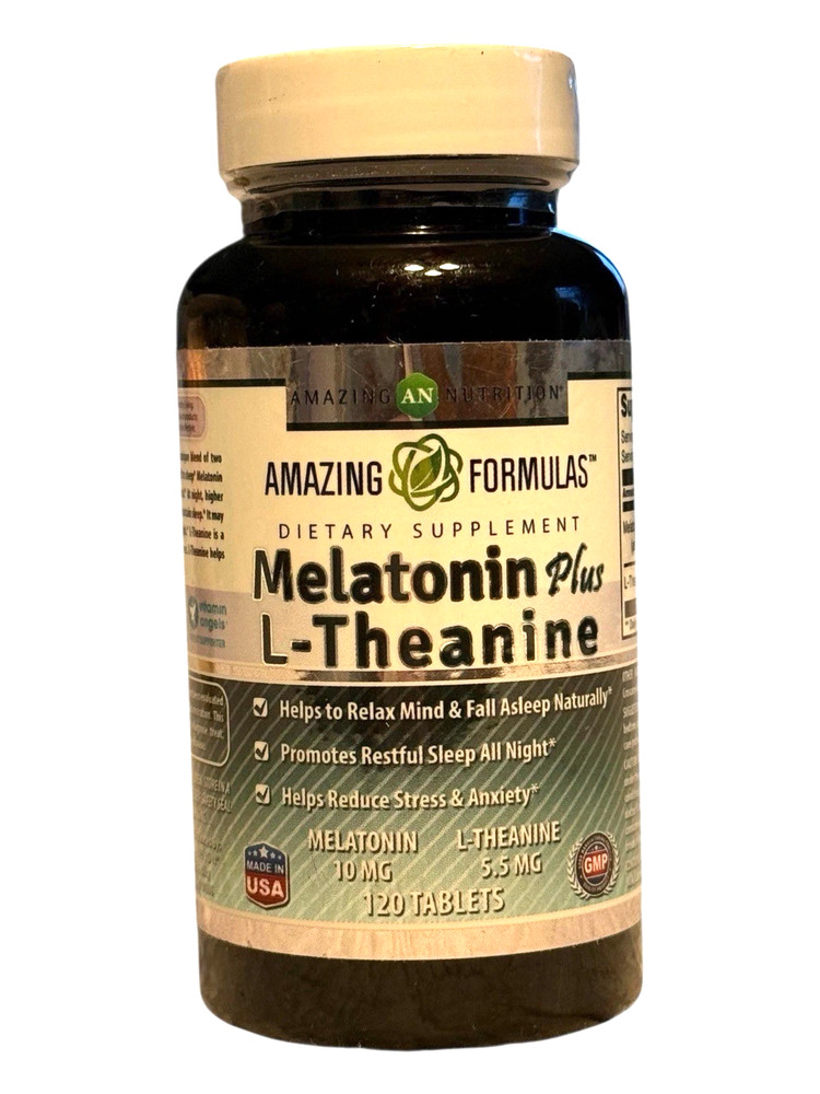 Amazing Formulas Melatonin (10mg) Plus 5.5mg L-Theanine – 120 Tablets – Ex: 3/27