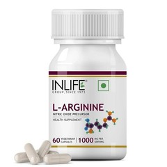 INLIFE L Arginine Capsules 1000mg Supplement – 60 Capsules E454