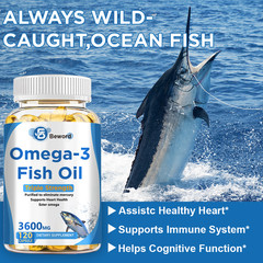3x Strength EPA & DHA Omega 3 Fish Oil 3600mg, Highest Potency, 4 × 120 Softgels