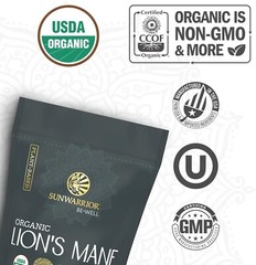 Sunwarrior Lions Mane Supplement Organic Mushroom Powder Lion’s Mane, 5.3 oz