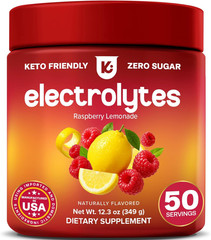 Electrolytes Powder – Raspberry Lemonade Flavor 50 Servings – No Sugar Hydration