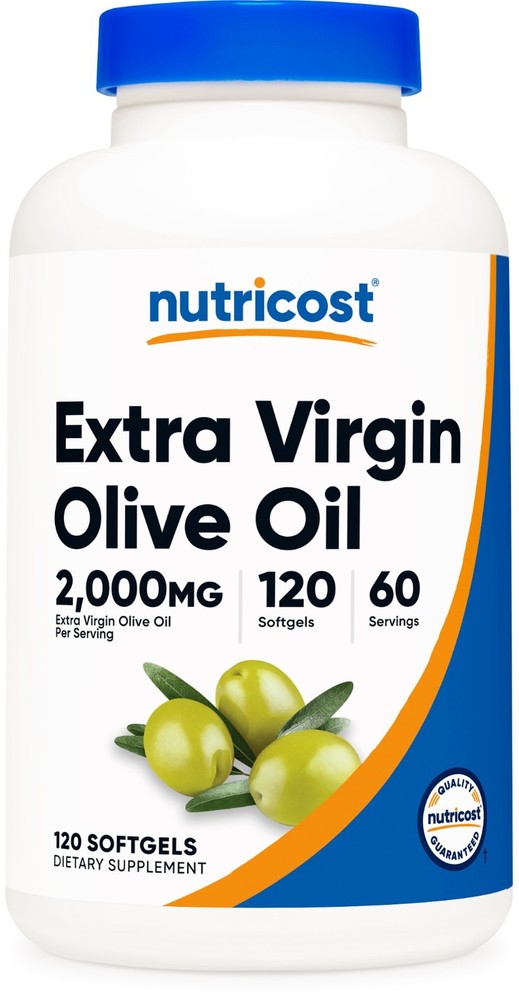 Nutricost Extra Virgin Olive Oil Supplement (2,000mg) 120 Softgels – Gluten-Free