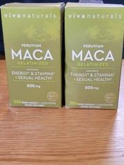 Viva Naturals Peruvian Maca Gelatinized 500 Mg 500 ct Lot of 2 Energy Stamina