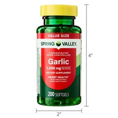 Spring Valley Odor-Control Garlic Softgels 1000 mg, Heart Health, 200 Count