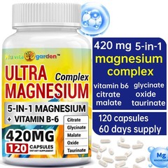 Magnesium Glycinate 5-in-1 Complex, 420mg Magnesium Supplements High Absorption