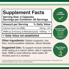 HMB Supplement, Third Party Tested, Non-Gmo, Gluten Free, 120 Capsules, 1000Mg,