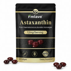 Natural Astaxanthin 12mg Vegan 120 Softgels – Antioxidant Eye Joint Skin Health