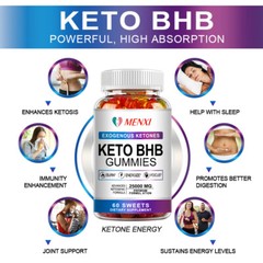 Keto BHB Gummies For Fat Burn ACV Weight Loss Detox Keto Diet Pills 60 Gummy