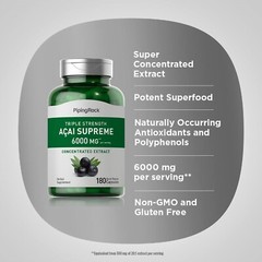 Acai Berry Extract 6000 Mg Superfruit Polyphenols Source Antioxidant, 180 Caps