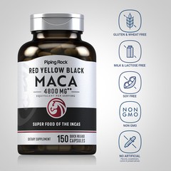 Maca Root Capsules | 4800mg | 150 Count | For Men | Non-GMO | by Piping Rock