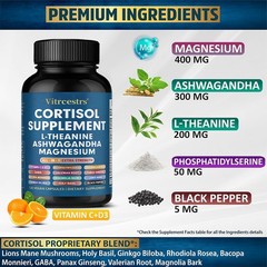 All-in-One Cortisol Capsules 30/60/120Pcs L-Theanine,Magnesium for Stress