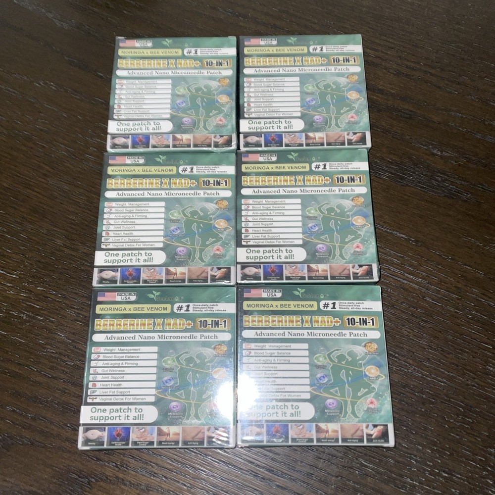 6 SEALED Moringa Berberine X NAD + 10 in 1 Advanced Nano Microneedle Patch 24ct