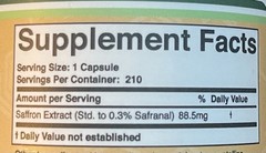 NEW Saffron Supplement Saffron Extract 210 ct. 88.5 mg capsules Exp. 07/2026