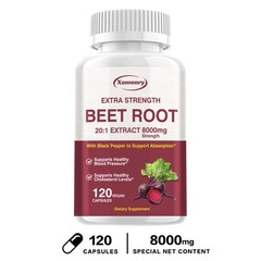 Beet Root 20:1 Extract 8000mg Capsules- Brain, Heart & Blood Pressure Support