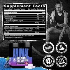Animal CREATINE CHEWS – 5Gm Performance Creatine Monohydrate 120 Chewable Tablet
