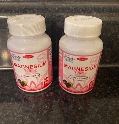 2 Pack ~ TAOTERS Magnesium Supplement Nerve Support 60 Caps ~ Exp 7/26