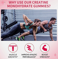 Creatine Monohydrate Gummies Strawberry 90 ct – LOT OF 4 – Noavii expire 05/2027