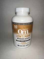 Om Mushrooms – Lion’s Mane Mushroom Capsules Supplement, 180 Caps – Exp 01/2027!