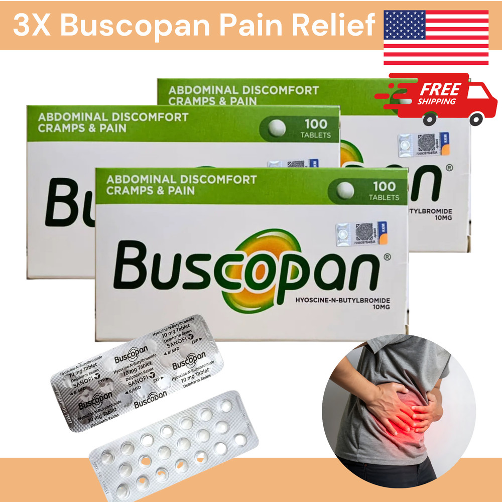 3X 10mg 100 tablets Irritable Abdominal Discomfort Cramps Pain Relief Free Ship