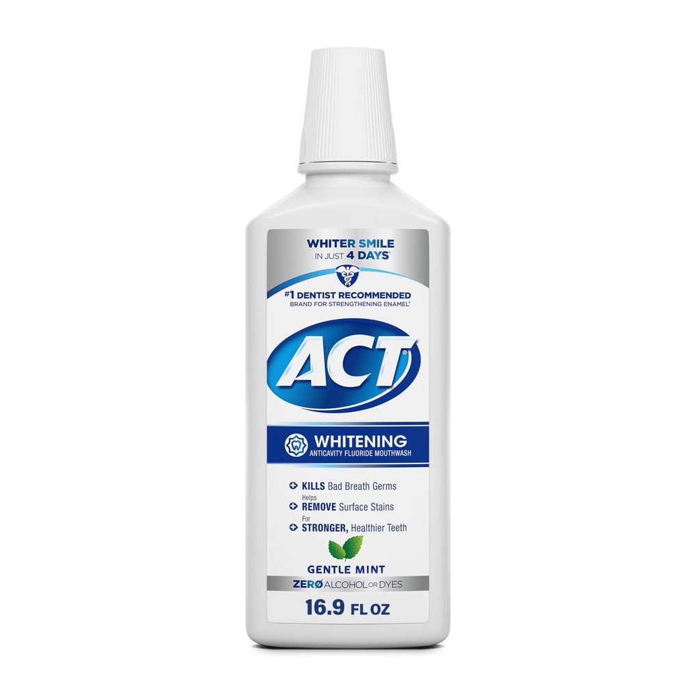ACT Whitening + Anticavity Fluoride Mouthwash 16.9 Fl Oz (Pack of 1), Act