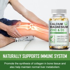 Calcium Magnesium Zinc + Vitamin D-3 Capsules, Bone Muscle Teeth Immune Support