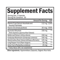 Respiratory & Immune Lung Support Supplement w Quercetin, Vitamin D Cordyce 60ct