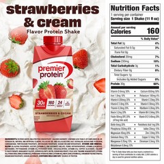 Premier Protein Shake, Strawberries & Cream, 30g Protein, 11 fl oz, 12 Ct